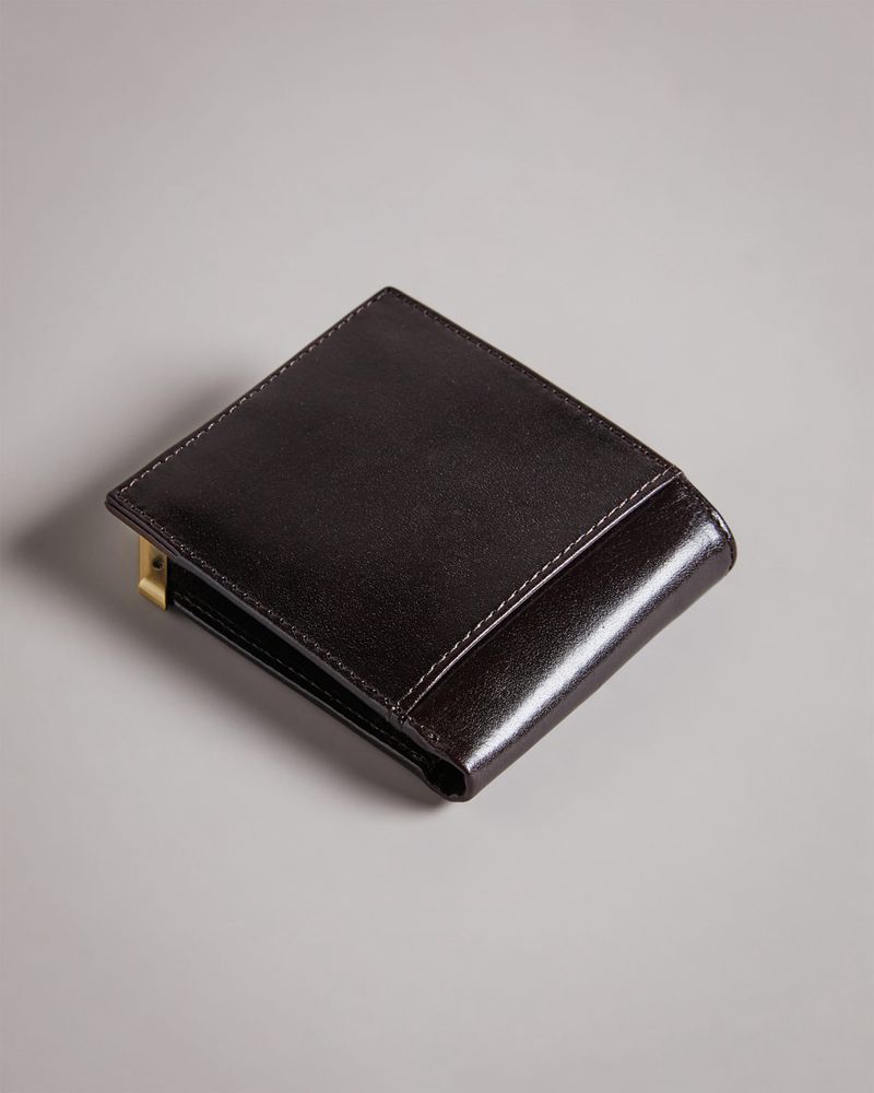 Ted Baker Korning Metal Corner Coin Plånbok Herr Choklad | FCB-857136