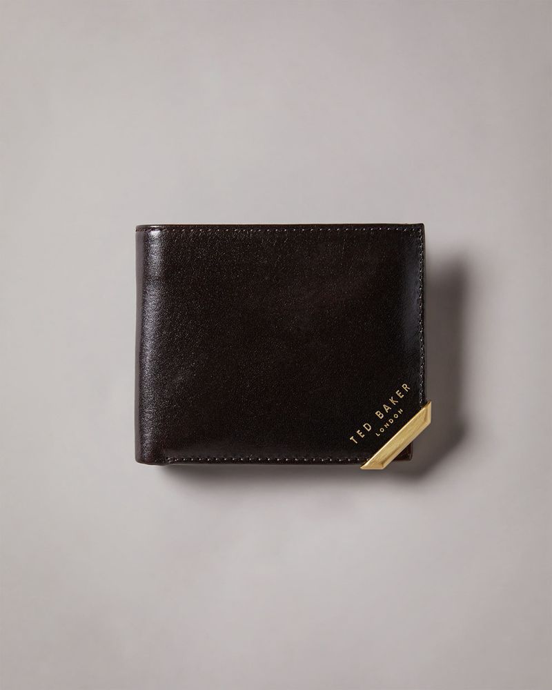 Ted Baker Korning Metal Corner Coin Plånbok Herr Choklad | FCB-857136