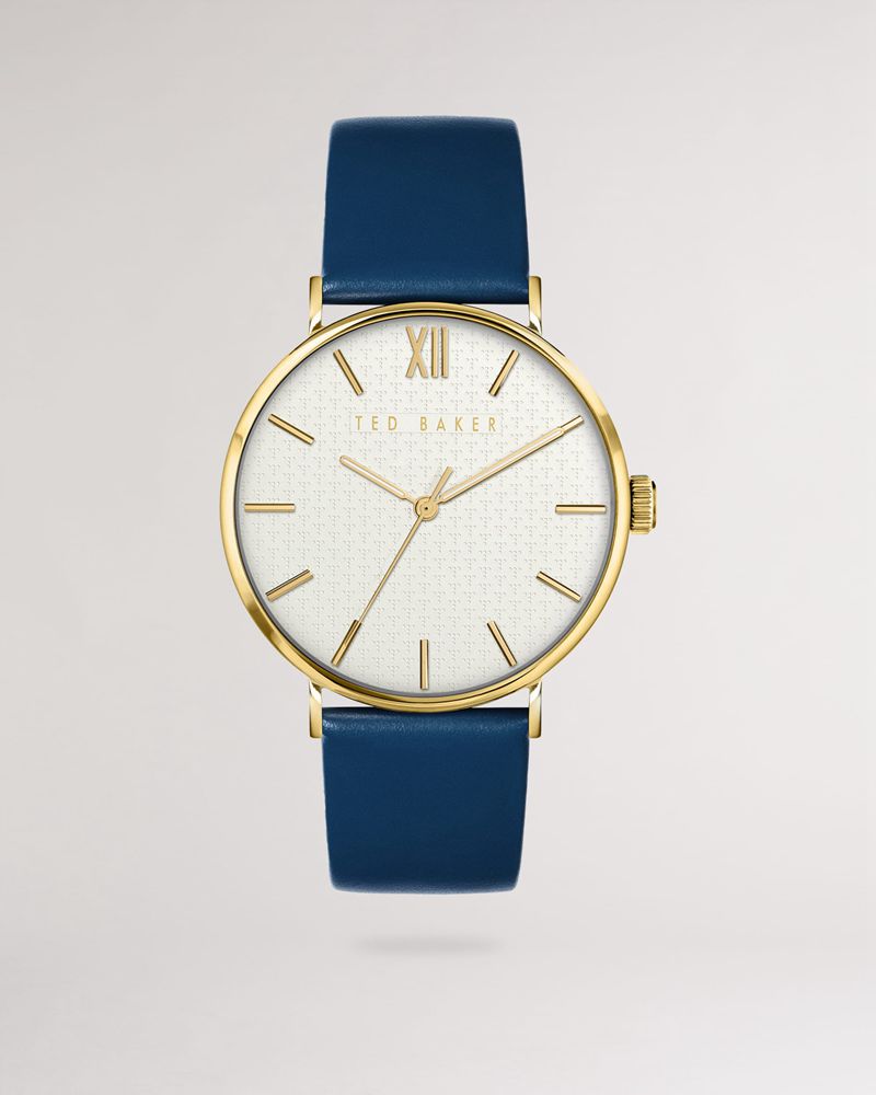 Ted Baker Laatee Läder Rem Klocka Herr Blå | YJG-201896