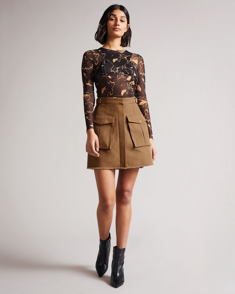 Ted Baker Laigha Utility Twill Mini Kjolar Dam Bruna | VIW-025947