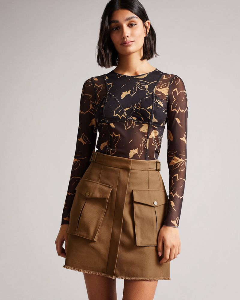 Ted Baker Laigha Utility Twill Mini Kjolar Dam Bruna | VIW-025947