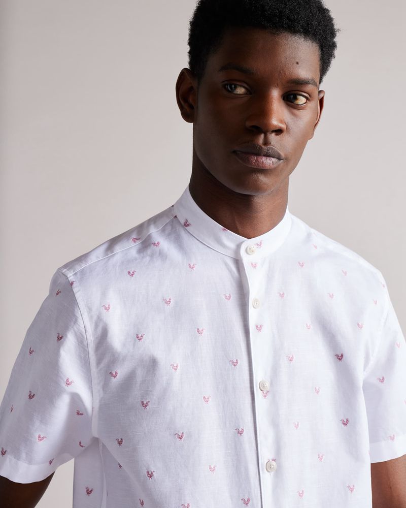 Ted Baker Lainney Sleeve Grandad Collar Coupe Skjorta Herr Rosa | GJP-971285