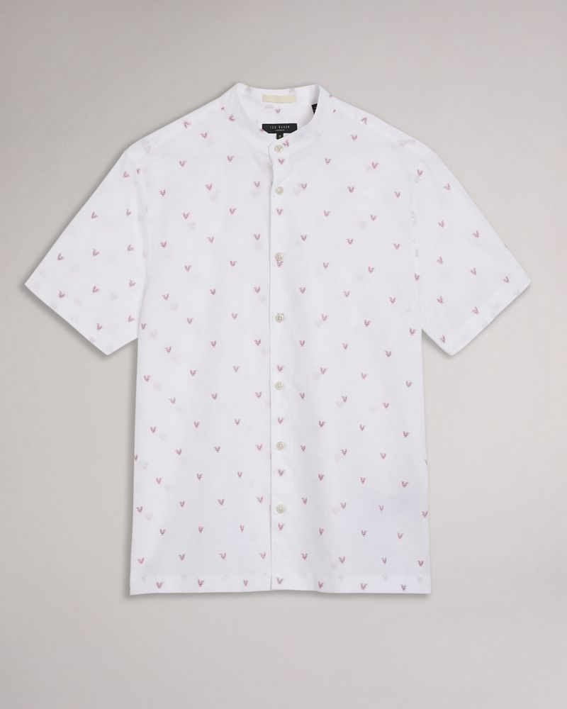 Ted Baker Lainney Sleeve Grandad Collar Coupe Skjorta Herr Rosa | GJP-971285