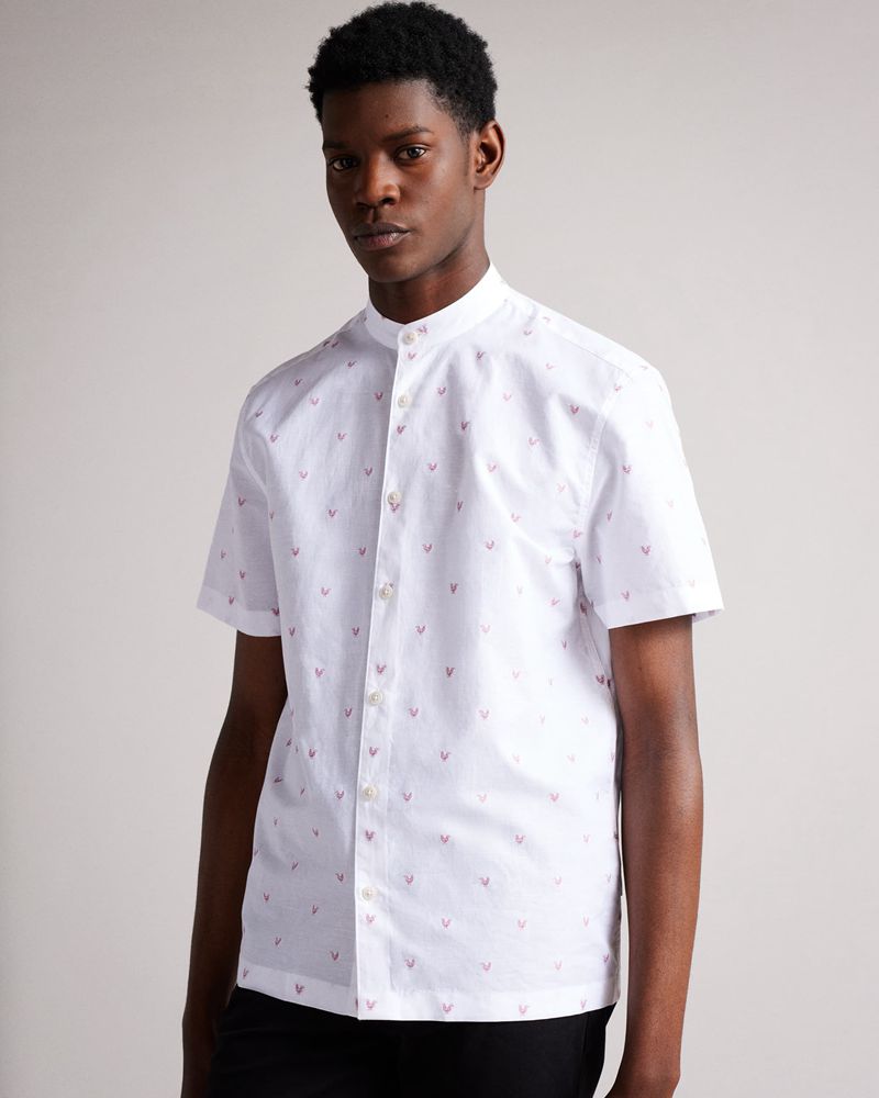 Ted Baker Lainney Sleeve Grandad Collar Coupe Skjorta Herr Rosa | GJP-971285
