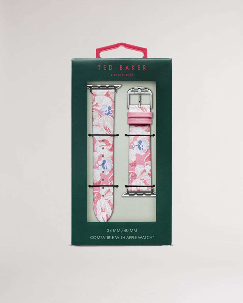 Ted Baker Larila 38/40mm Printed Apple Rem Klocka Dam Rosa | QWI-423601