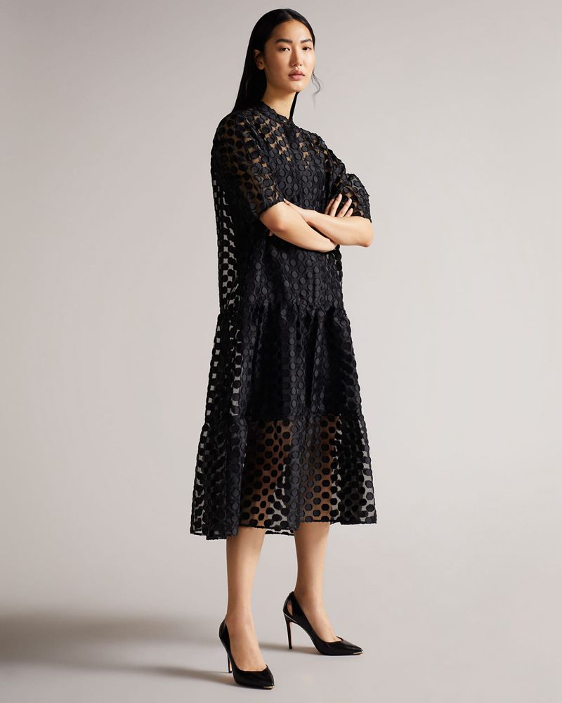 Ted Baker Latefa Läder Cut Out High Court Höga Klackar Dam Svarta | EAQ-746309