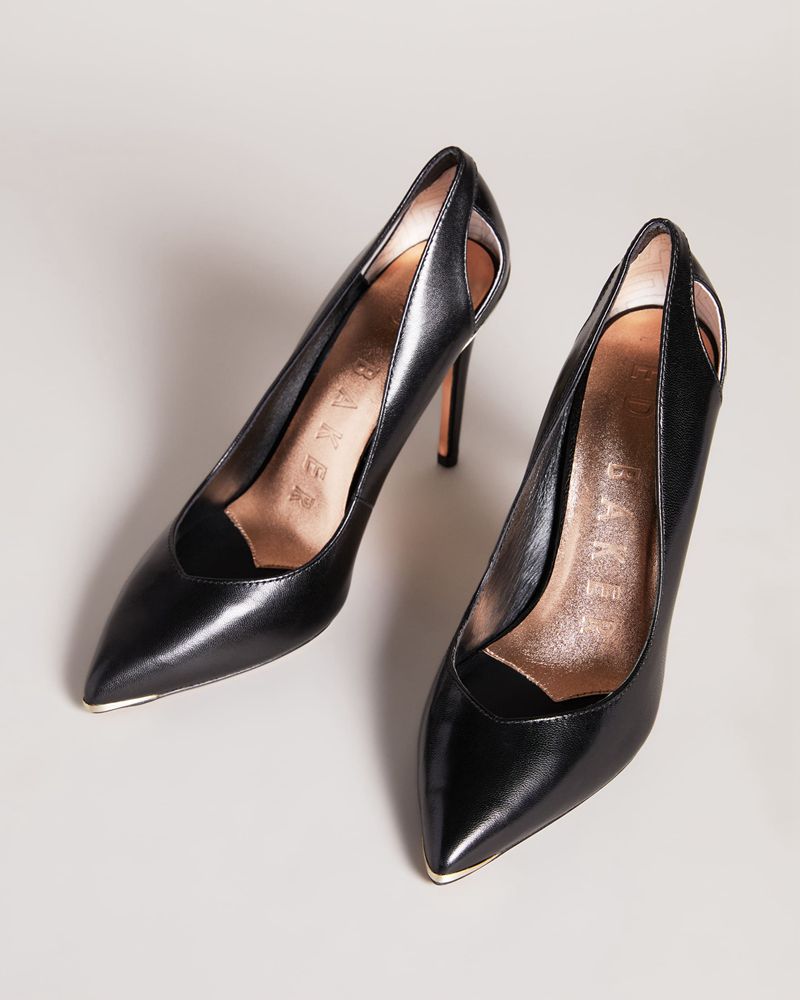 Ted Baker Latefa Läder Cut Out High Court Höga Klackar Dam Svarta | EAQ-746309