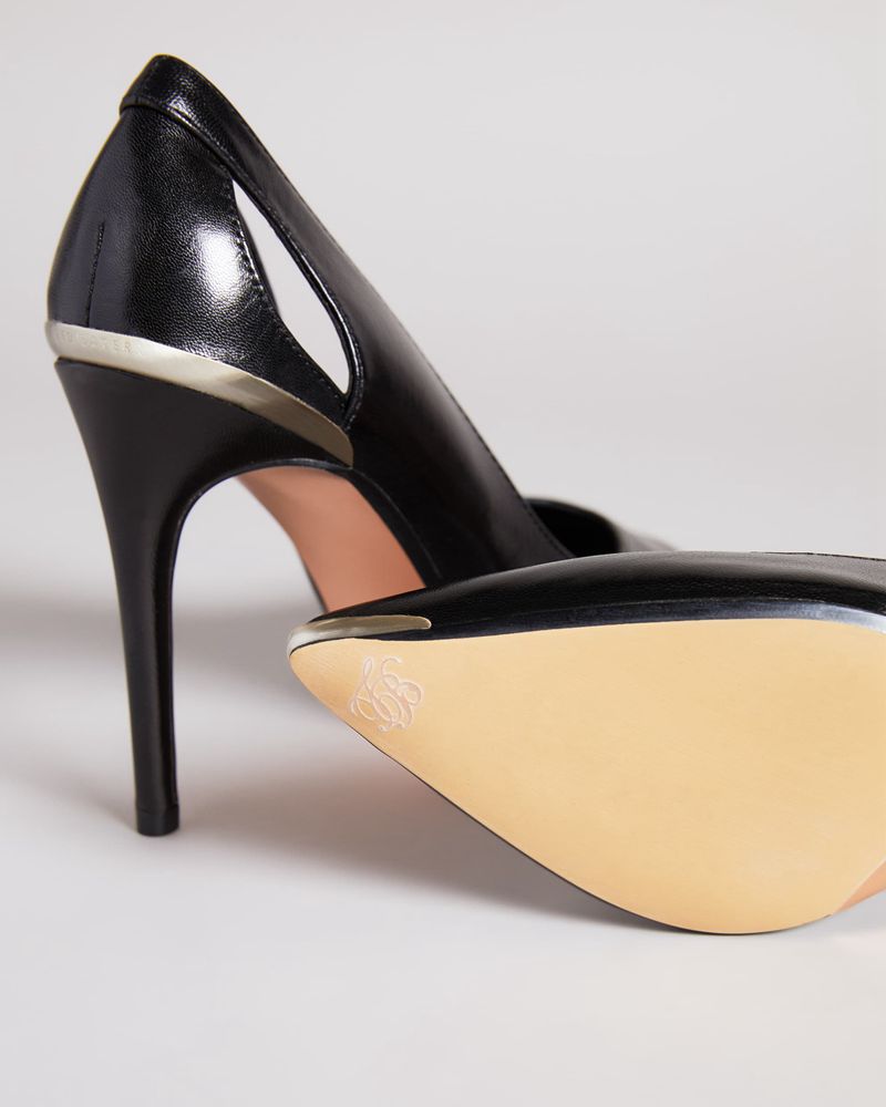 Ted Baker Latefa Läder Cut Out High Court Höga Klackar Dam Svarta | EAQ-746309