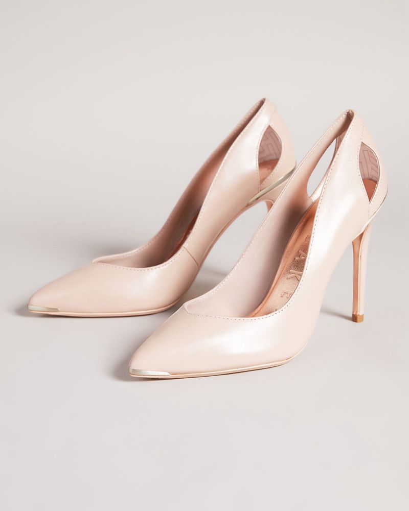 Ted Baker Latefa Läder Cut Out High Court Höga Klackar Dam Rosa | JVH-619205