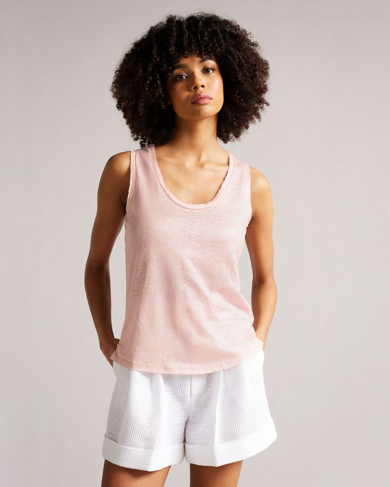 Ted Baker Lavanna Scoop Neck Metallic Vest Blast Dam Rosa | SOY-826137