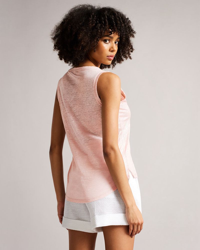 Ted Baker Lavanna Scoop Neck Metallic Vest Blast Dam Rosa | SOY-826137