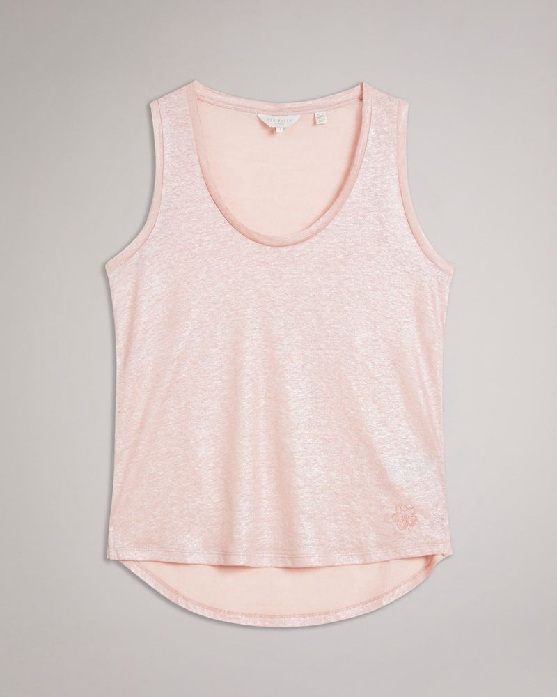 Ted Baker Lavanna Scoop Neck Metallic Vest Blast Dam Rosa | SOY-826137