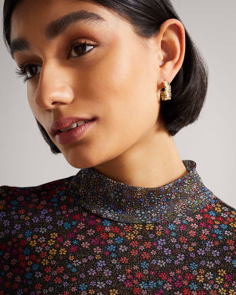 Ted Baker Leara Magnolia Lillifora Hoop Earring Smycken Dam Rosa | BAQ-173904