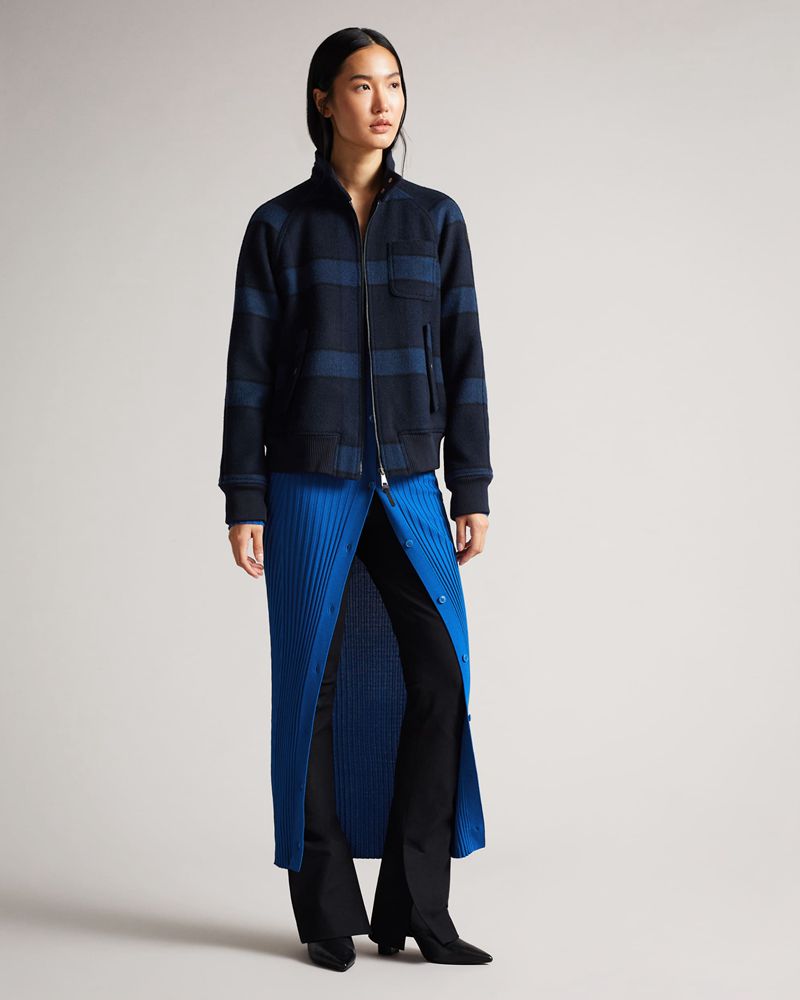 Ted Baker Leinora Relaxed Fit Check Harrington Jacka Dam Blå | OCF-130597