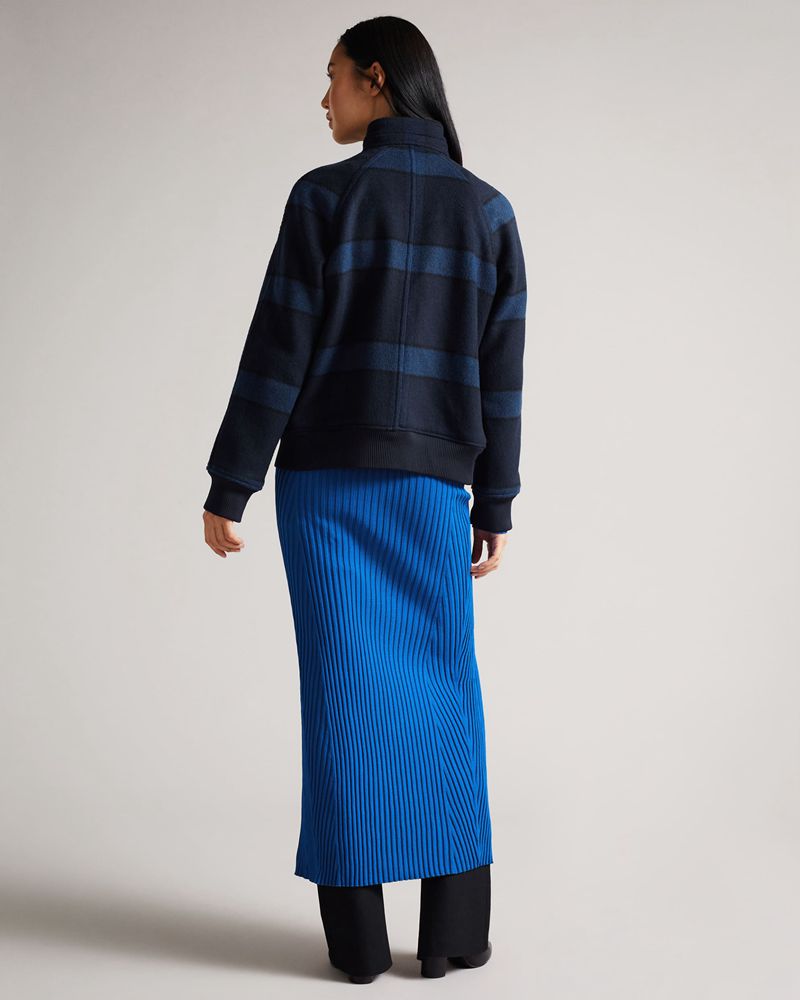 Ted Baker Leinora Relaxed Fit Check Harrington Jacka Dam Blå | OCF-130597