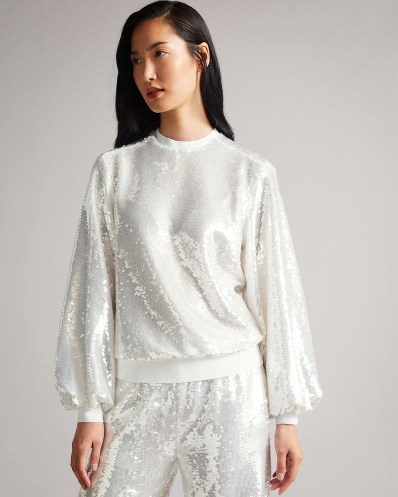 Ted Baker Leipa Woven Sequin Sweat Blast Dam Gray | WPG-694708
