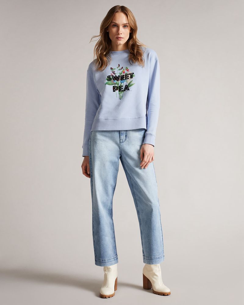 Ted Baker Leitaa Sweet Pea Graphic Blast Dam Blå | DHQ-635879