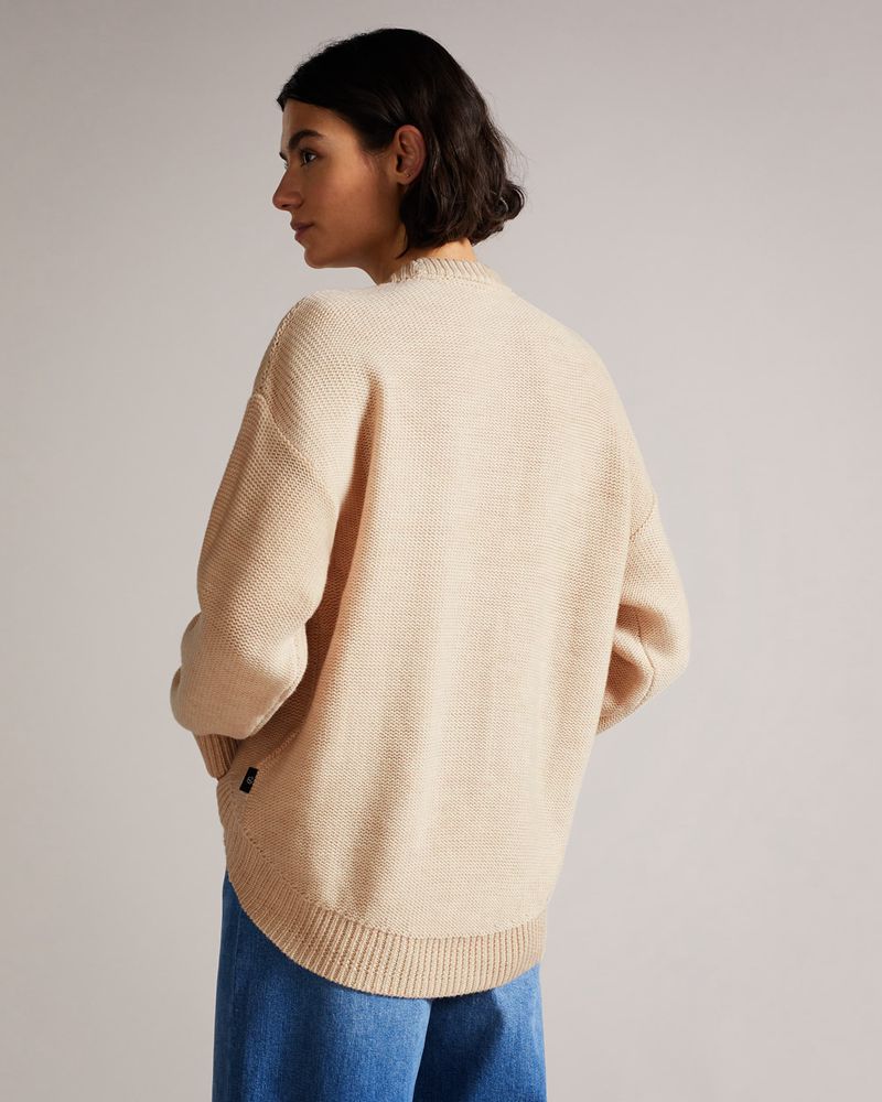 Ted Baker Lejah Textured Floral Wool Stickat Dam Bruna | MGO-801932