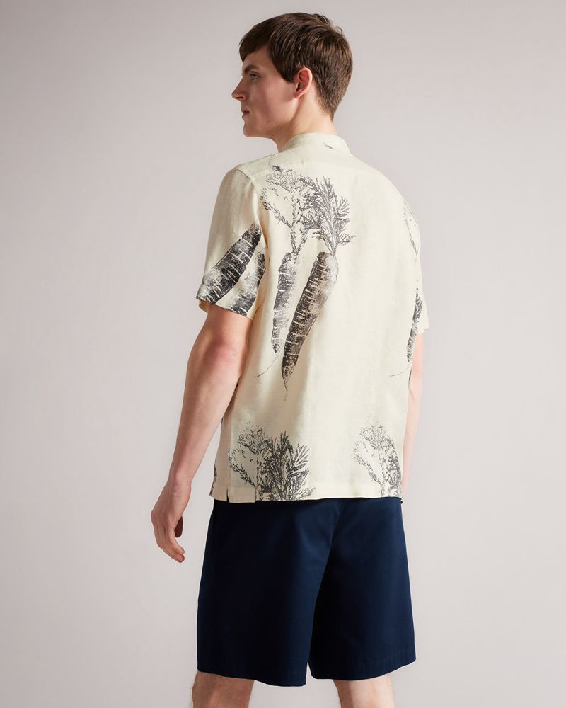 Ted Baker Lenon Ss Carrot Print Skjorta Herr Vita | FAK-586739