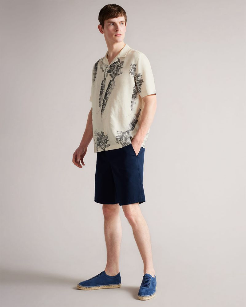 Ted Baker Lenon Ss Carrot Print Skjorta Herr Vita | FAK-586739
