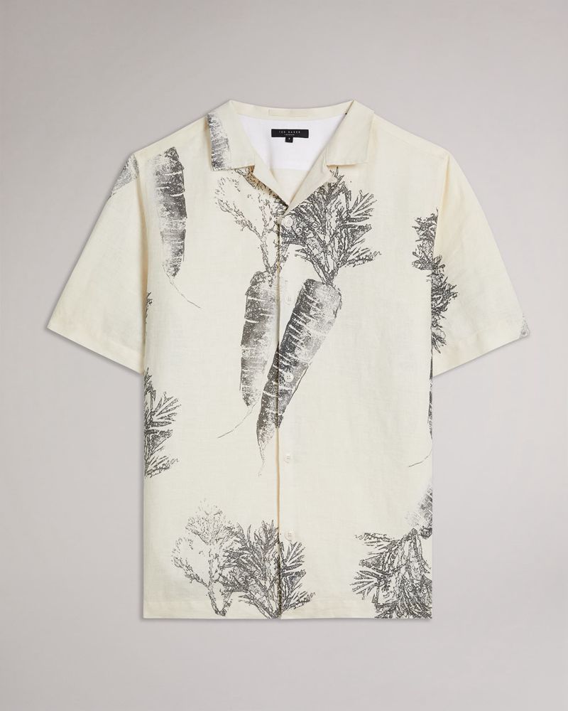Ted Baker Lenon Ss Carrot Print Skjorta Herr Vita | FAK-586739