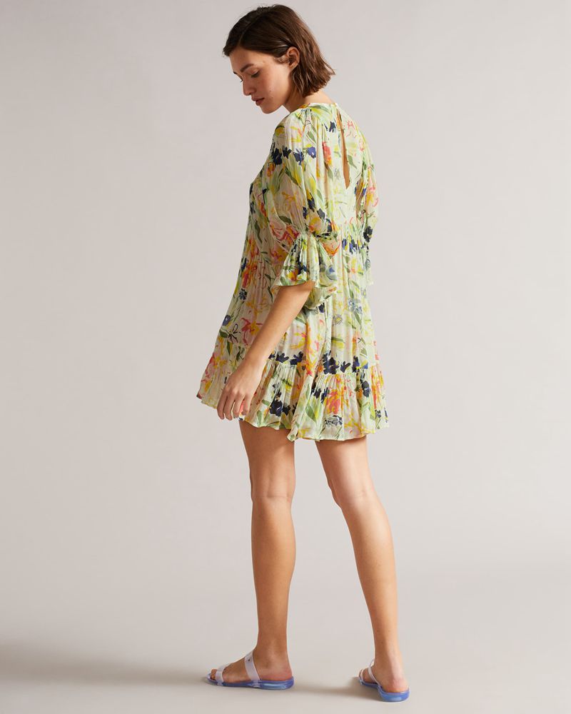 Ted Baker Leyone Long Sleeve Mini Cover Up Badkläder Dam Vita | SKE-954718