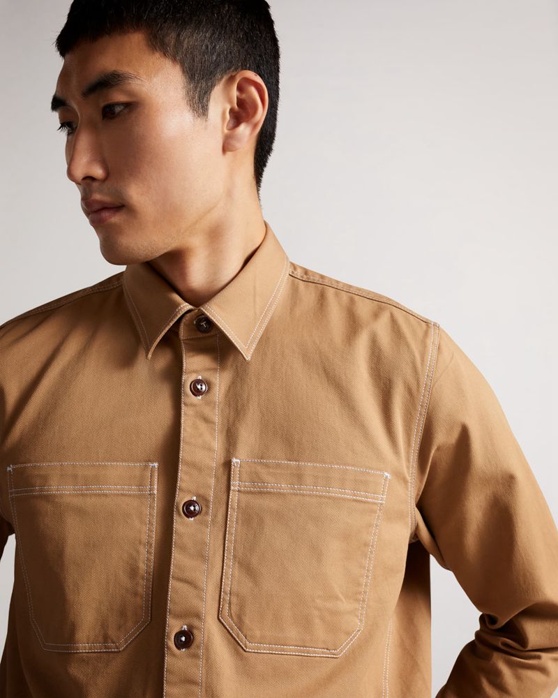 Ted Baker Leytun Twill Shacket Skjorta Herr Bruna | FTW-490762