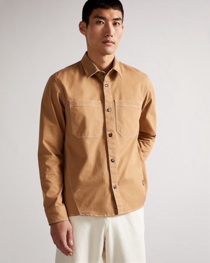 Ted Baker Leytun Twill Shacket Skjorta Herr Bruna | FTW-490762