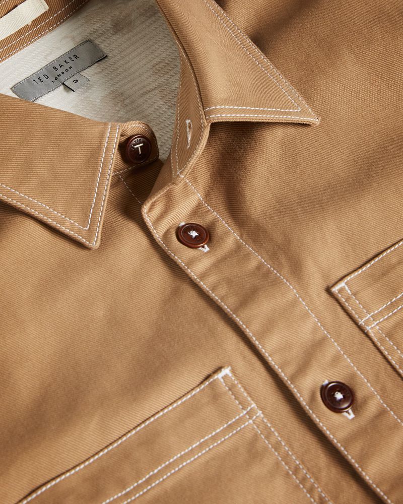 Ted Baker Leytun Twill Shacket Skjorta Herr Bruna | FTW-490762