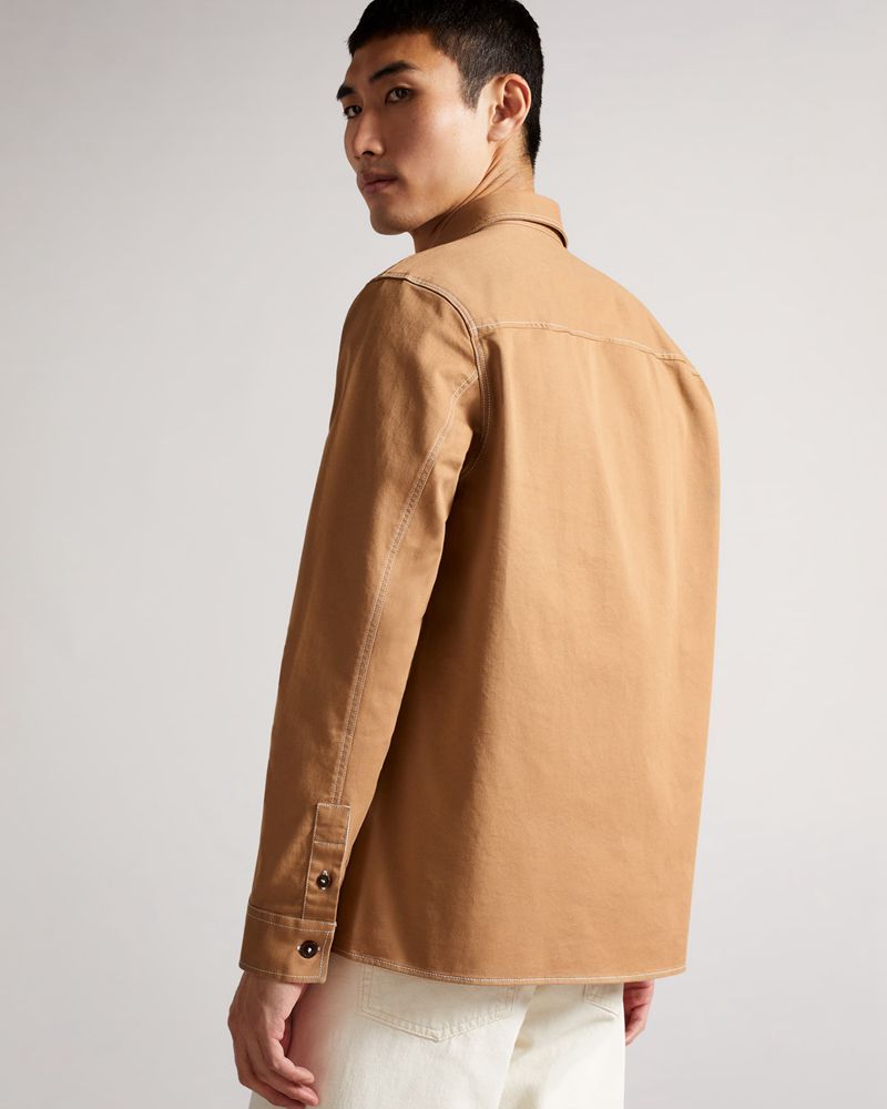 Ted Baker Leytun Twill Shacket Skjorta Herr Bruna | FTW-490762