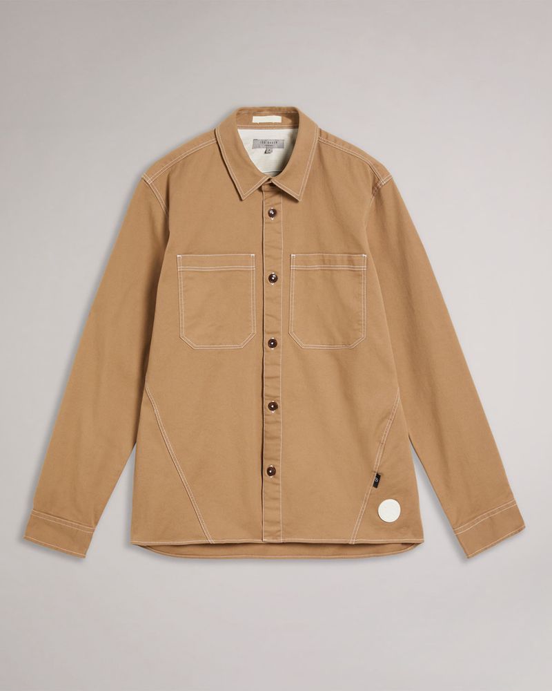 Ted Baker Leytun Twill Shacket Skjorta Herr Bruna | FTW-490762