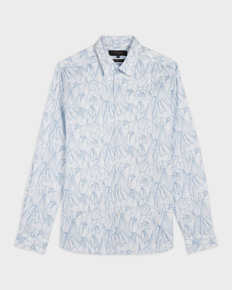 Ted Baker Lilliek Slim Fit Floral Skjorta Herr Vita | NPT-370269