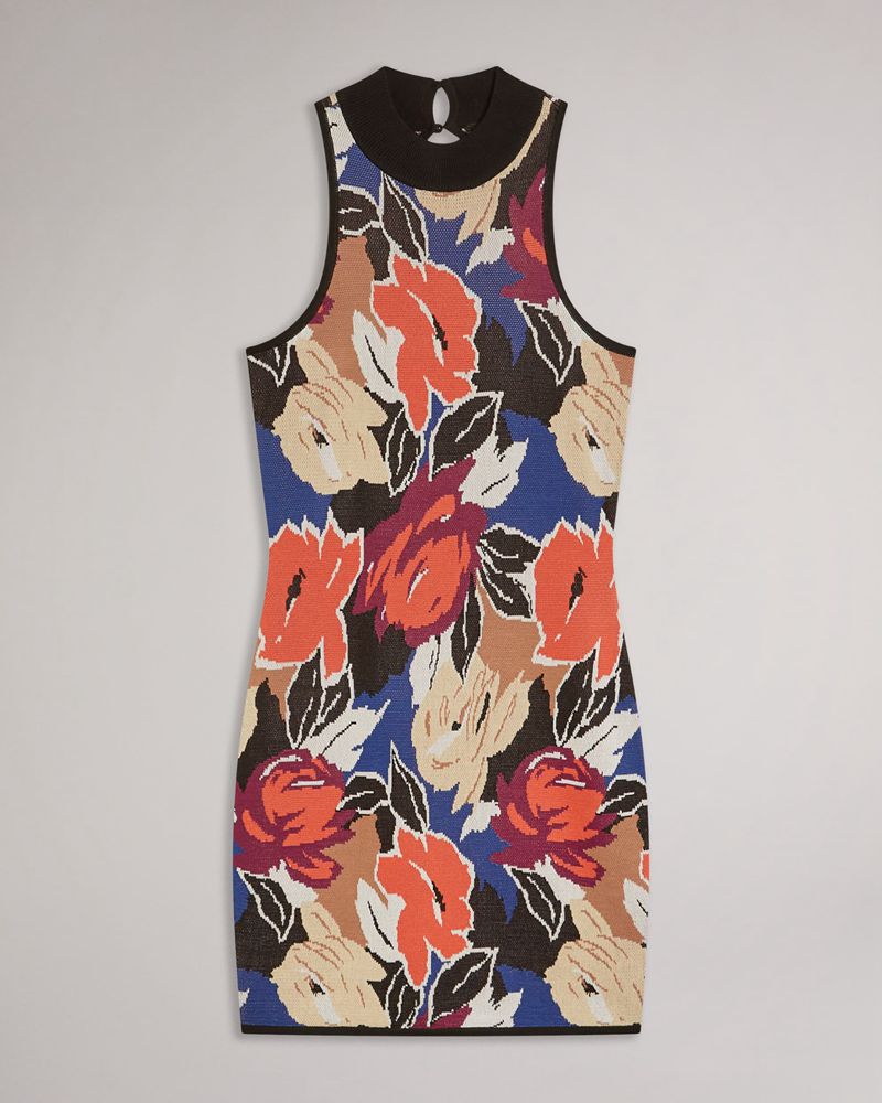 Ted Baker Lilyiii Open Back Knitted Bodycon Mini Klänning Dam Svarta | WQZ-382467