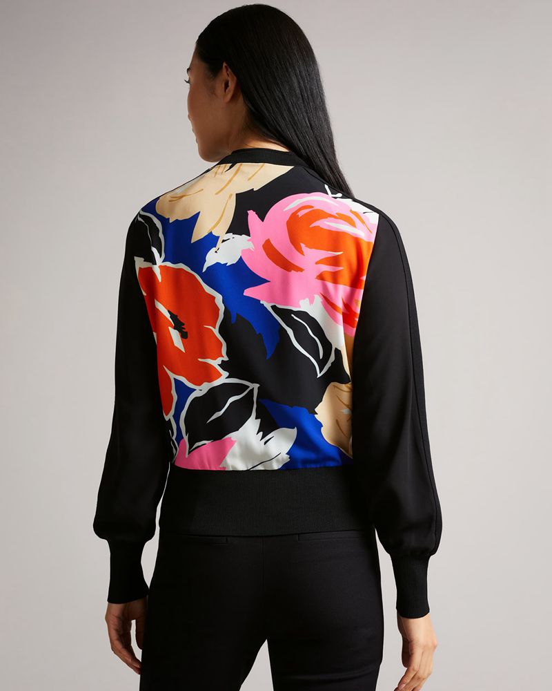 Ted Baker Litzy Woven Back Knitted Cardi Stickat Dam Svarta | SGR-736028