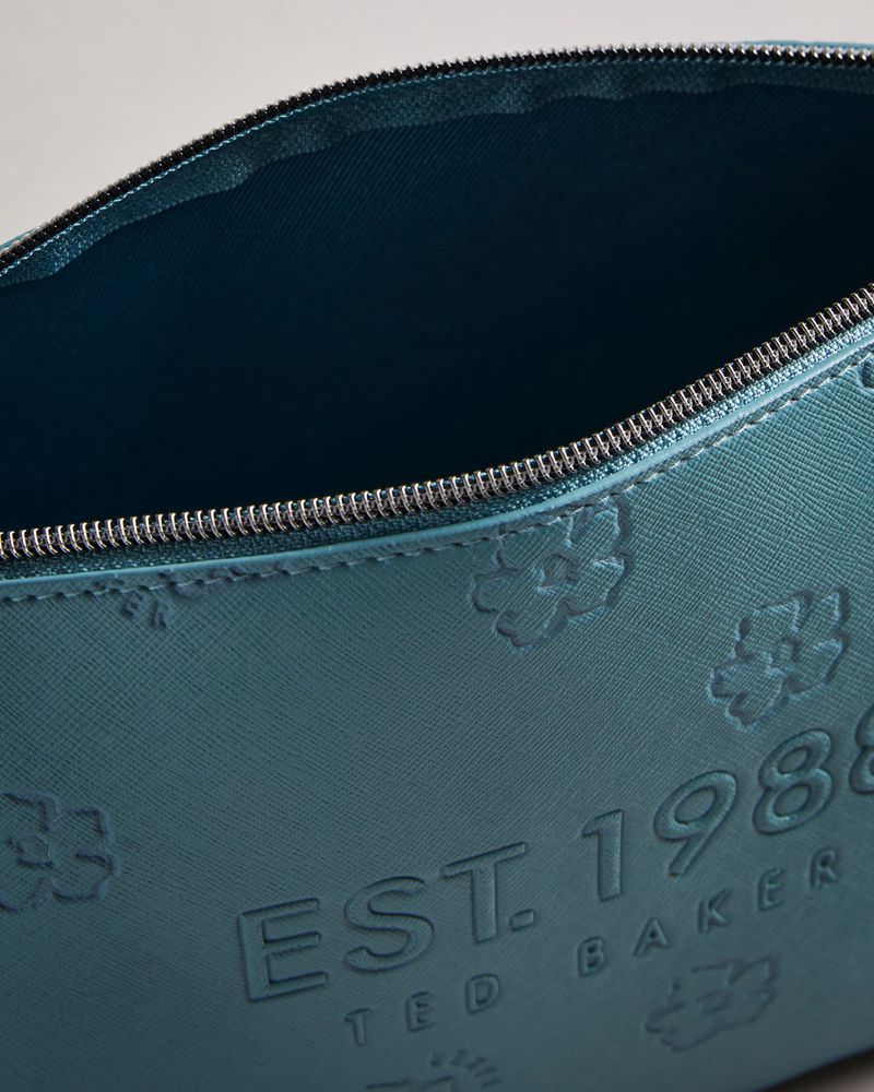 Ted Baker Lizzer Floral Debossed Saffiano Wash Sminkväska Dam Teal | SZB-519768