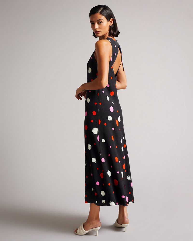 Ted Baker Lizzzee Ruched Side Detail Midi Klänning Dam Svarta | RTU-915873