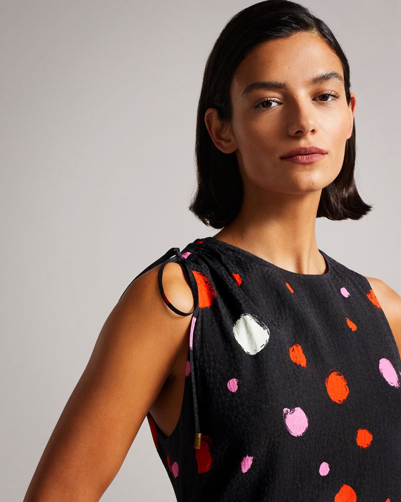 Ted Baker Lizzzee Ruched Side Detail Midi Klänning Dam Svarta | RTU-915873
