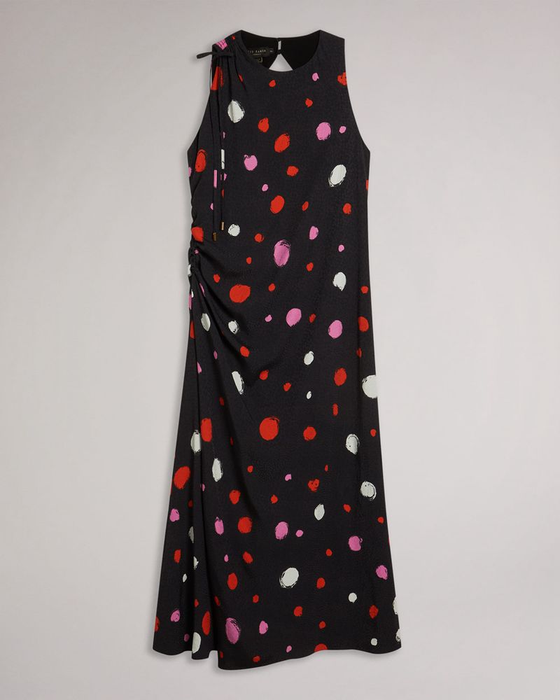 Ted Baker Lizzzee Ruched Side Detail Midi Klänning Dam Svarta | RTU-915873