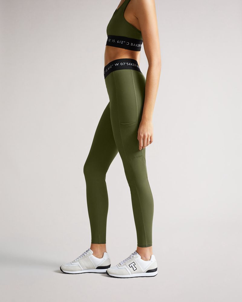 Ted Baker Llaneyy Andas Branded Leggings Byxor Dam Gröna | LEM-790251