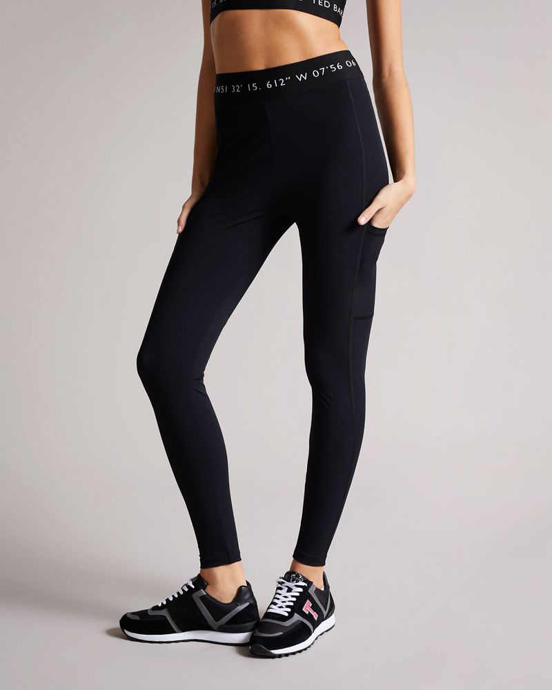 Ted Baker Llaneyy Andas Branded Leggings Byxor Dam Svarta | WTB-720938