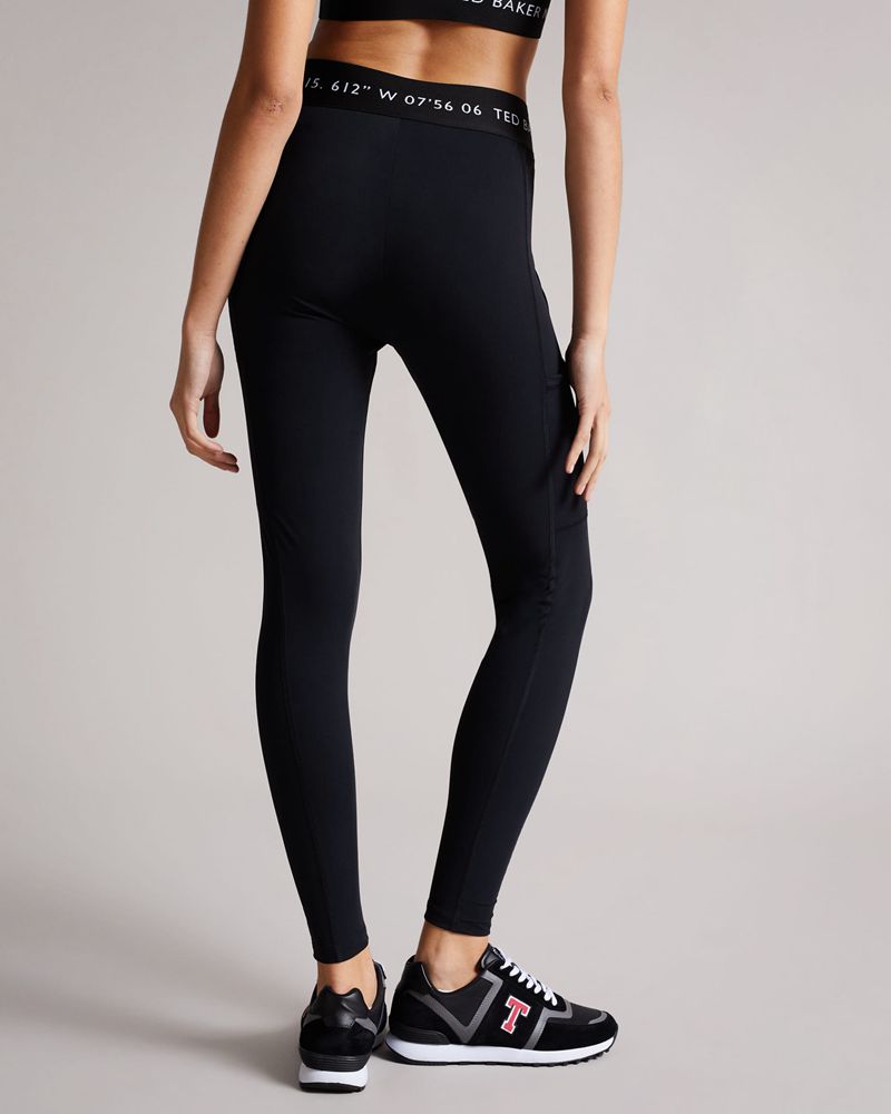 Ted Baker Llaneyy Andas Branded Leggings Byxor Dam Svarta | WTB-720938
