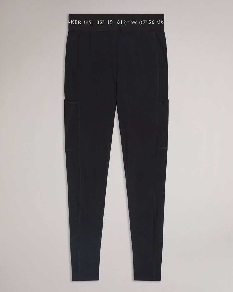 Ted Baker Llaneyy Andas Branded Leggings Byxor Dam Svarta | WTB-720938