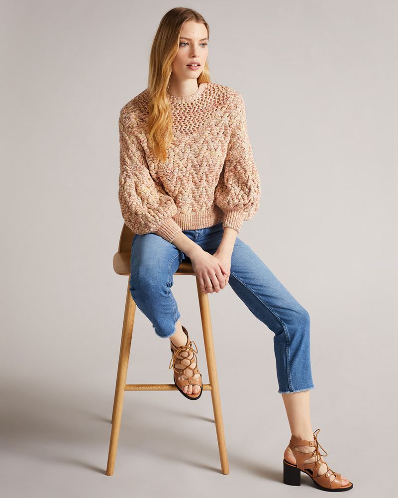 Ted Baker Lorensa Tjock Summer Cable Stickat Dam Bruna | FEG-725639
