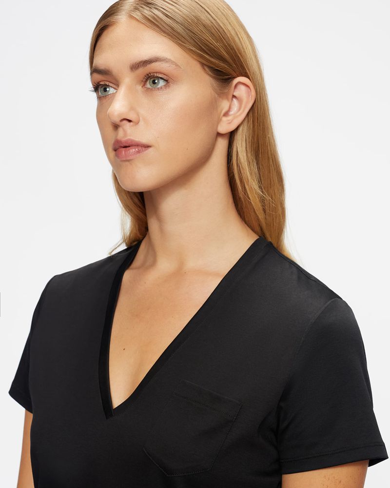 Ted Baker Lovage Easy Fit V Neck Blast Dam Svarta | EIF-419527