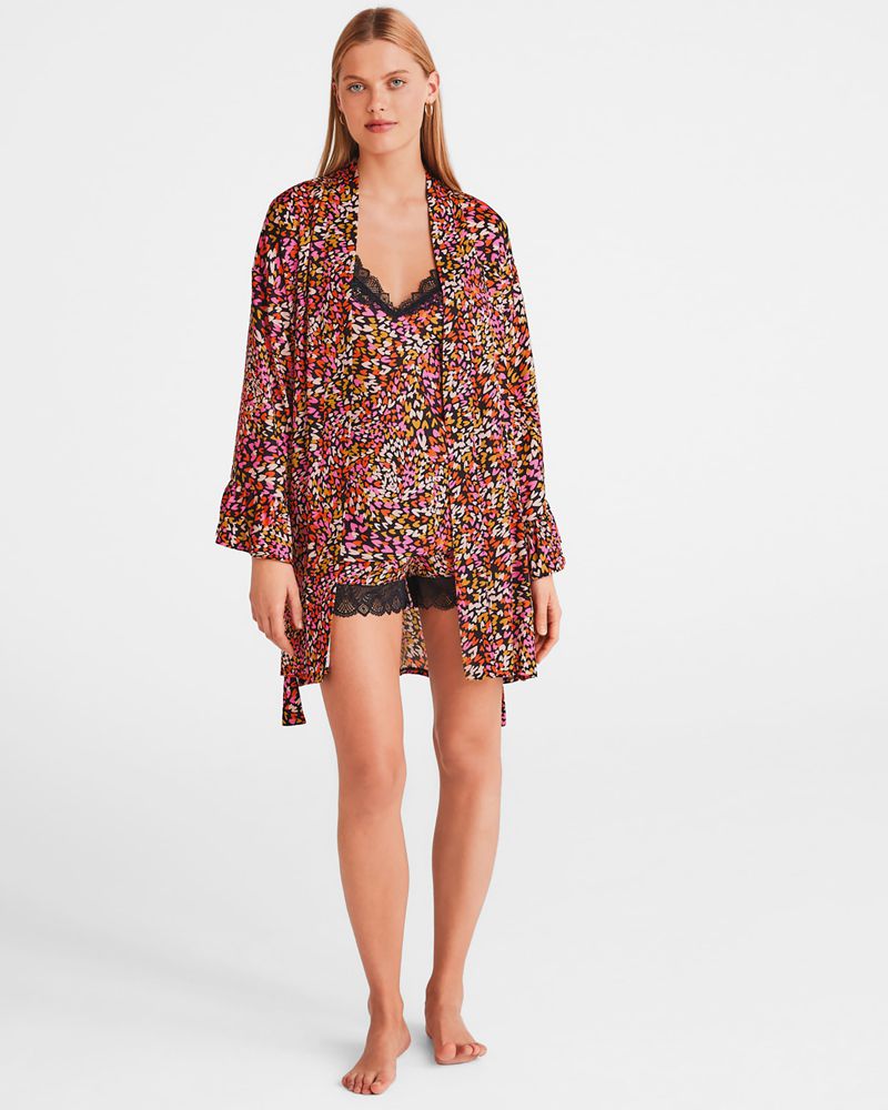 Ted Baker Lovige Heart Satin Robe Nattkläder Dam Svarta | VHU-341729