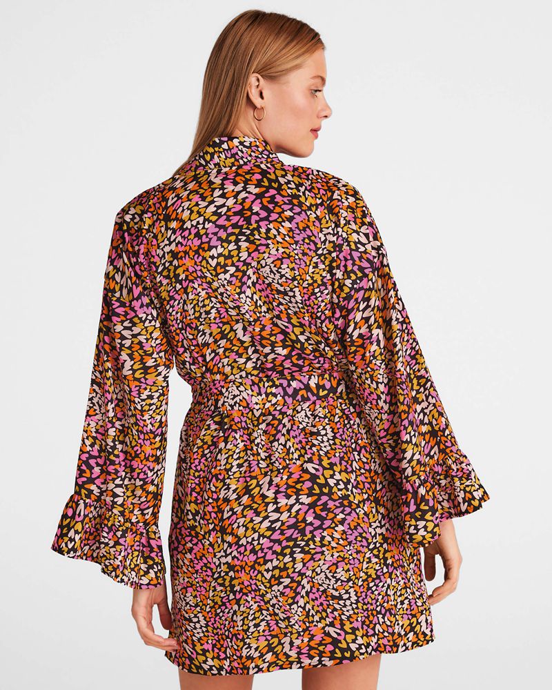 Ted Baker Lovige Heart Satin Robe Nattkläder Dam Svarta | VHU-341729