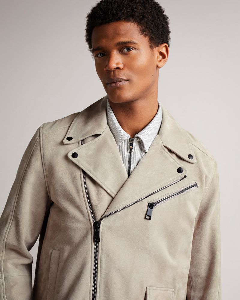 Ted Baker Lowca Mocka Biker Jacka Herr Gray | AMC-176584
