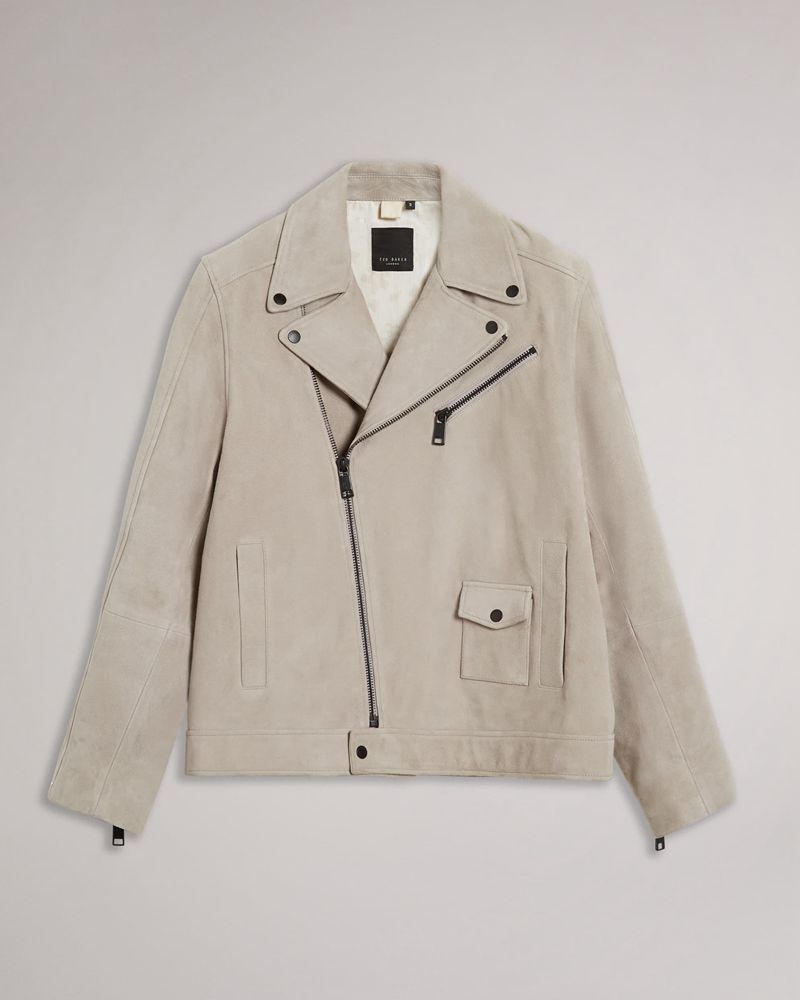 Ted Baker Lowca Mocka Biker Jacka Herr Gray | AMC-176584