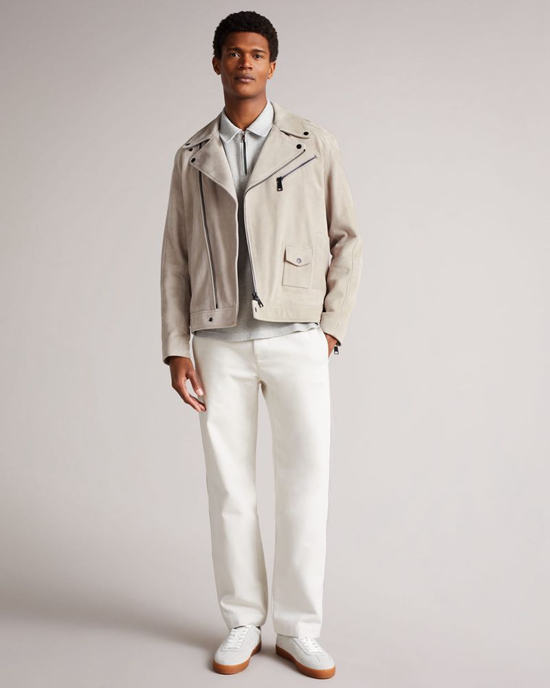 Ted Baker Lowca Mocka Biker Jacka Herr Gray | AMC-176584
