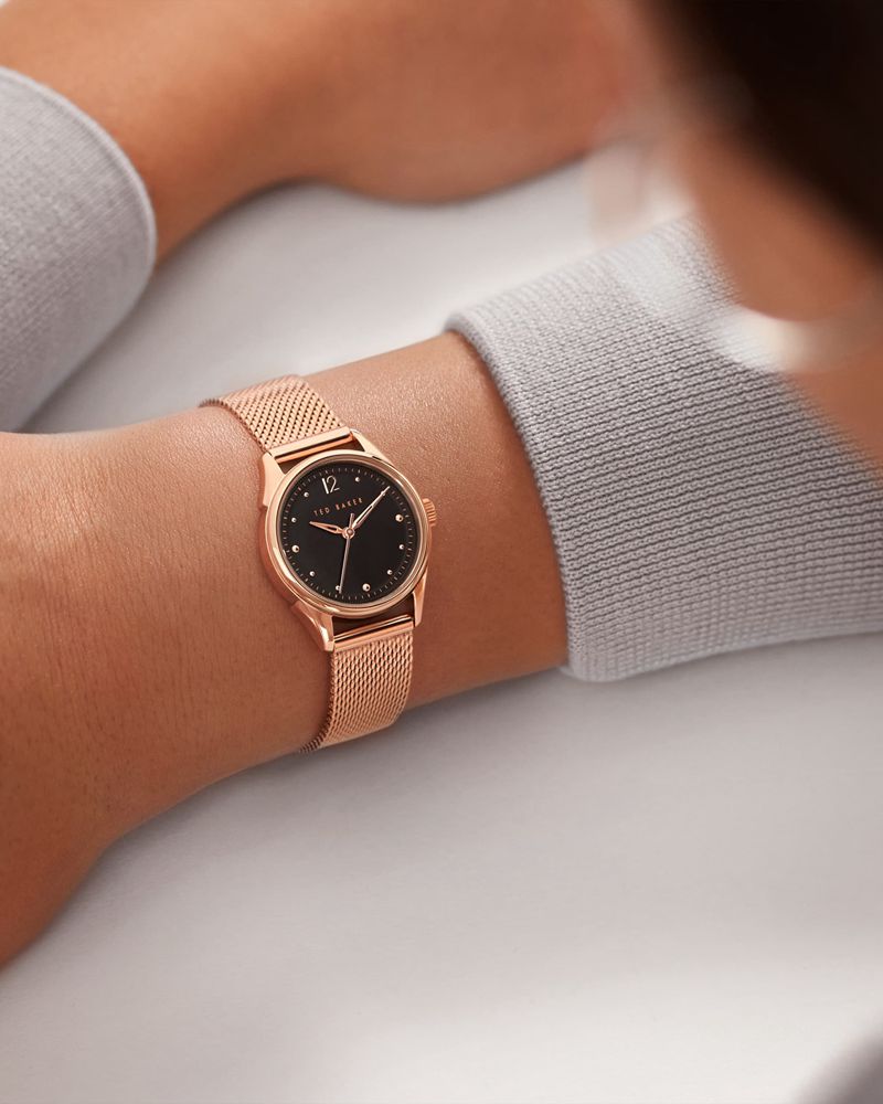 Ted Baker Lucyia Mesh Rem Klocka Dam Rosegold | VJA-093786